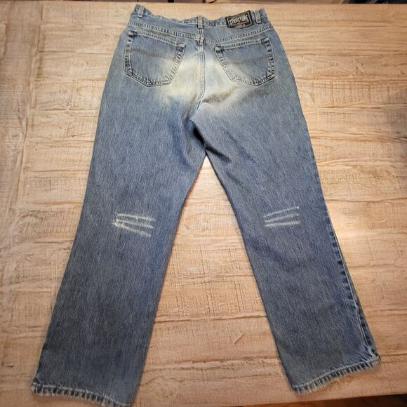 Structure Jeans Men's 33x28 Straight Leg Relaxed Loose Blue Denim Distressed - Picture 11 of 12